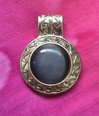 Vintage Antique Silver Blue Cats Eye Gemstone Charm Pendant Estate Find Vtg Boho