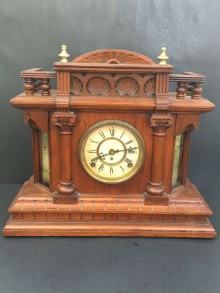 Antique Wood Mantle Clock 1874 Made In Ny F.  Kroeber Cabinet Eastlake