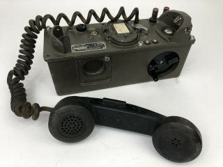 Vintage Us Army Signal Corps Military Field Radio Telephone Set Ta - 43/pt