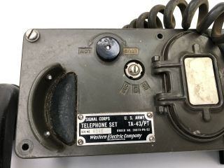 Vintage US Army Signal Corps Military Field Radio Telephone Set TA - 43/PT 4
