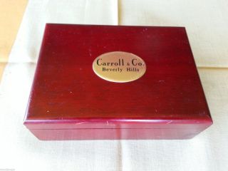 Rare Carroll & Co Of Beverly Hills Wood Playing Cards Box Texas Holdem Bridge
