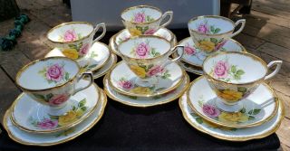 Vintage Clare England Bone China Tea Cup,  Saucer,  And Small Plate Set Of 6