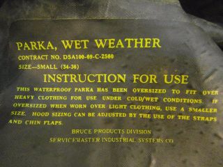 1969 Army Navy Vietnam Cif Issue Od Wet Weather Parka Deck Jacket Vinyl Small