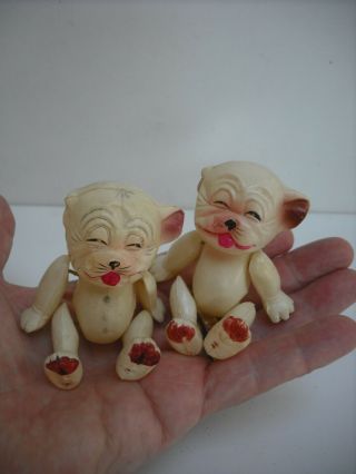 Pair Adorable 3 " Celluloid Bonzo Jointed Dogs 1930 