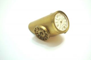 Vintage North Star Windup Brass Clock Cannon Shaped / Desk Paperweight