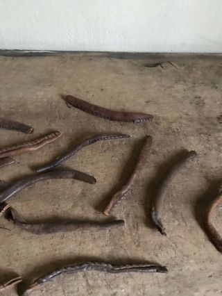 14 Old Antique Leather Handmade Hair Curlers Primitive AAFA 3