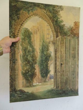 REALLY old PAINTING antique ruin ARCHWAY 4
