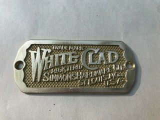 Vintage Brass White Clad Icebox Plaque/plus Screws Roundhead Simmons Hardwareco