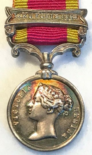 Period Victorian Second China War Miniature Medal,  Bar (taku Forts 1858) Silver