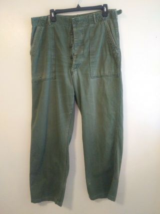 Vintage Us Army Vietnam Era Fatigue Sateen Trousers Pant Og 107 Large 36 X 32