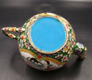 A set Collectible Handmade Brass Cloisonne Enamel Teapot Cup Flower 7