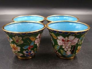 A set Collectible Handmade Brass Cloisonne Enamel Teapot Cup Flower 8