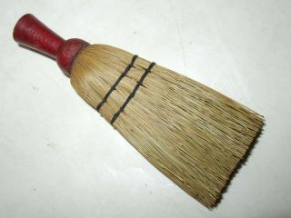 Vintage Miniature 4⅛ " Whisk Broom With Wooden Handle Made In Romania