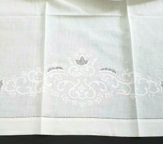 Vintage Italian Pure Linen White Hand Embroidery (4) Bath (4) Hand Towels 8pc SET 2