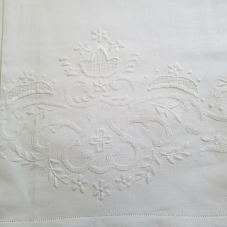 Vintage Italian Pure Linen White Hand Embroidery (4) Bath (4) Hand Towels 8pc SET 4