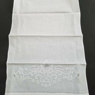 Vintage Italian Pure Linen White Hand Embroidery (4) Bath (4) Hand Towels 8pc SET 5