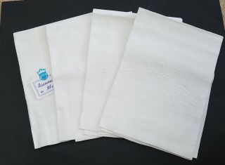 Vintage Italian Pure Linen White Hand Embroidery (4) Bath (4) Hand Towels 8pc SET 7