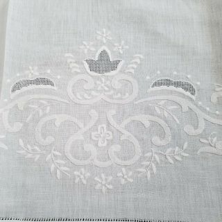 Vintage Italian Pure Linen White Hand Embroidery (4) Bath (4) Hand Towels 8pc SET 8