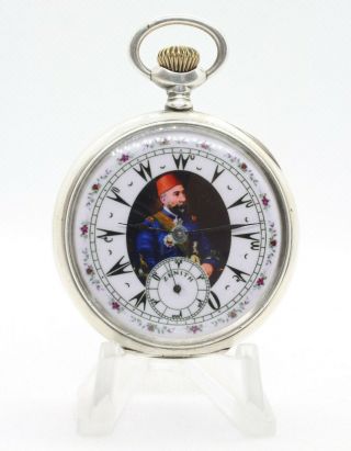 Ottoman Osman Nuri Pasha Zenith Grand Prix Silver Pocket Watch 2