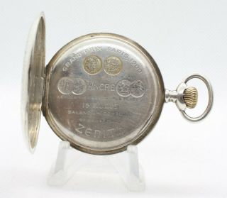 Ottoman Osman Nuri Pasha Zenith Grand Prix Silver Pocket Watch 8