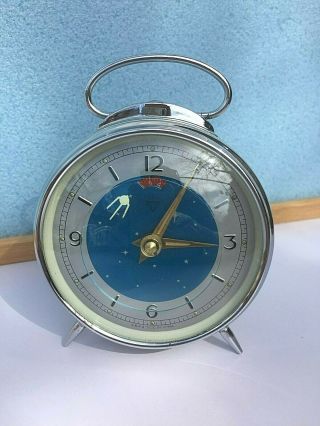 Vintage Mechanical Alarm Clock Animated Diamond China Shanghai Old Collectible