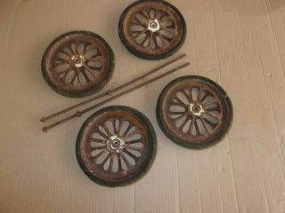 VINTAGE BABY BUGGY CARRIAGE STROLLER WHEELS STEAMPUNK PARTS 3