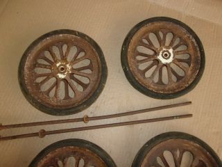 VINTAGE BABY BUGGY CARRIAGE STROLLER WHEELS STEAMPUNK PARTS 4