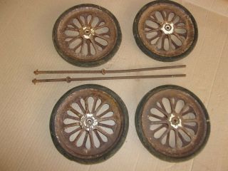VINTAGE BABY BUGGY CARRIAGE STROLLER WHEELS STEAMPUNK PARTS 5