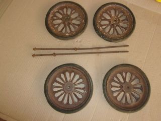 VINTAGE BABY BUGGY CARRIAGE STROLLER WHEELS STEAMPUNK PARTS 6