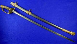 Antique US Civil War Ames Foot Officer ' s Engraved Sword w/ Scabbard 2