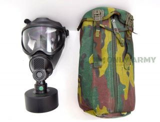 Belgian Army Sniper Gas Mask Bem - 4gp Complete Set Black Rubber Face Respirator