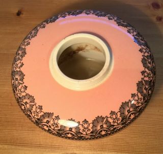 Antique Oil Lamp Ceramic Drop In Font & Base,  Pink & White Black Floral Print 4
