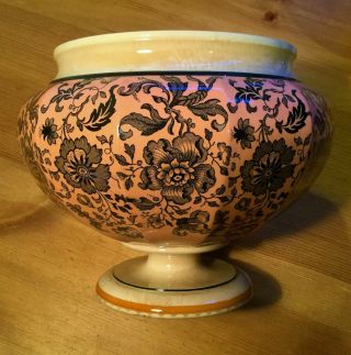Antique Oil Lamp Ceramic Drop In Font & Base,  Pink & White Black Floral Print 8