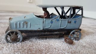Rare Tin German Penny Toy Car & Driver Lehmann Ito Distler Sedan Touring 1900s