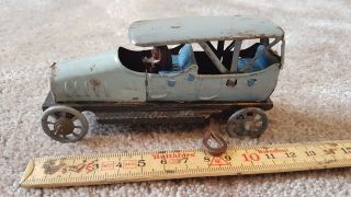Rare Tin German Penny Toy Car & Driver Lehmann Ito Distler Sedan Touring 1900s 2