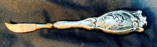 C.  1900 Art Nouveau Small Knife With Sterling Fairy And Iris Handle