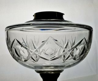 Victorian Cut Glass Kerosene Paraffin Duplex Oil Lamp Font Fount Lug Fit Collar