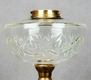 Victorian Cut Glass Kerosene Paraffin Duplex Oil Lamp Font Fount Lug Fit Collar 2