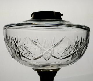 Victorian Cut Glass Kerosene Paraffin Duplex Oil Lamp Font Fount Lug Fit Collar 4