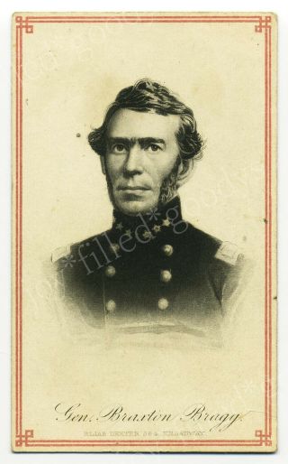 Confederate General Braxton Bragg Civil War Time Cdv