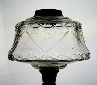 Victorian Cut Glass Kerosene Paraffin Duplex Oil Lamp Font Fount Screw Thread