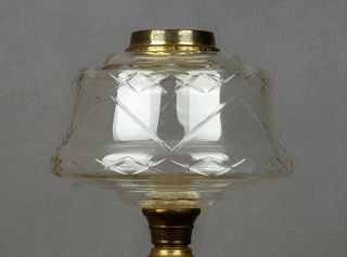 Victorian Cut Glass Kerosene Paraffin Duplex Oil Lamp Font Fount Screw Thread 2