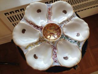 Antique Hand Painted Oyster Plate