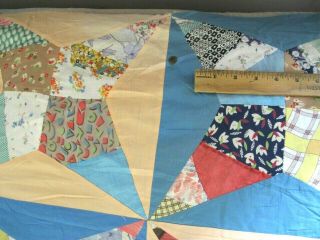 Vintage Feed Sack Hand Pieced ROCKY ROAD TO KANSAS Quilt TOP; Gold Medal Flour 3