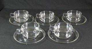 Vtg Mcm Bauhaus German Wilhelm Wagenfeld Saale Glass Tea Coffee Cups&saucers Set