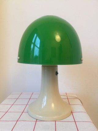 Vtg 60s Finnish German Space Age Plastic Mushroom Occasional Bedside Lamp Green