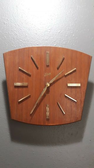 Wuba Schatz Vintage Wall Clock Wood Mid Century Semi Battery