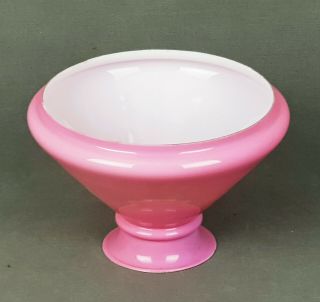 Victorian Pink Cased Opal Slant Vesta Glass Kerosene Oil Paraffin Lamp Shade 2