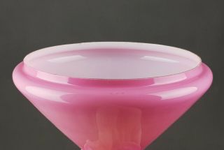 Victorian Pink Cased Opal Slant Vesta Glass Kerosene Oil Paraffin Lamp Shade 4