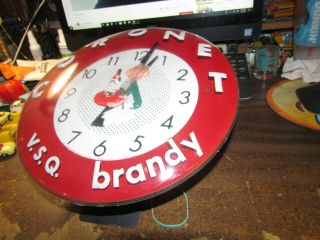 VINTAGE LIQUOR ADVERTISING CLOCK CORONET V.  S.  Q.  BRANDY 12 